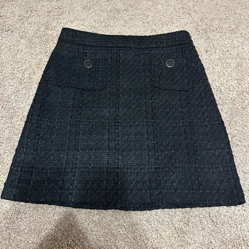 Madison D’Amelie Classic Black A-Line Tweed Skirt